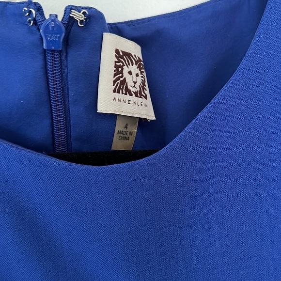 Anne Klein Sleeveless Blouse Peplum Drape Asymmetrical Detail Royal Blue - Picture 3 of 4